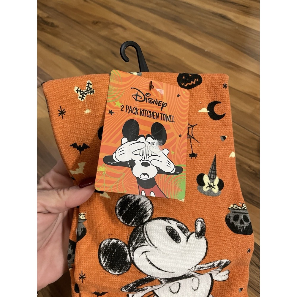 Disney MICKEY MOUSE FALL 2 PACK Hanging Kitchen TOWEL NEW Disney Orange Black